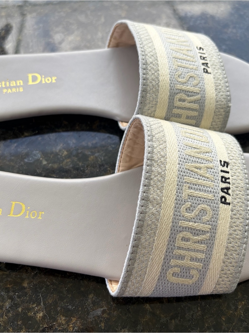 Christian Dior Beige Logo Slide women Sandals size 10 (42)